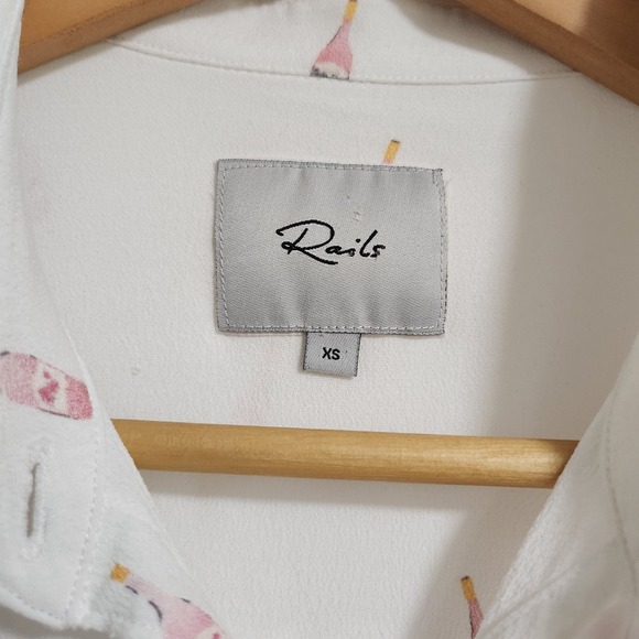 Rails Whitney Button Up Champagne Bottle Blouse In Rose - Picture 5 of 14